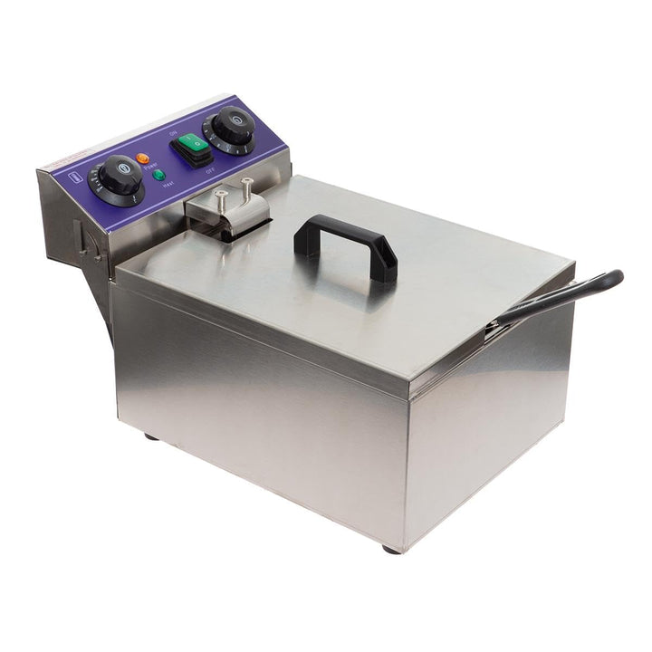 Elektro-Fritteuse 10 Liter – Edelstahl, 3000 W, Temperaturregelung bis 200°C, mit Frittierkorb – kom