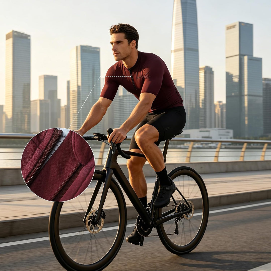 Santic Radtrikot Herren Kurzarm Fahrradtrikot Herren Fahrradshirt Radshirt Kurzarm Sommer mit Tasche