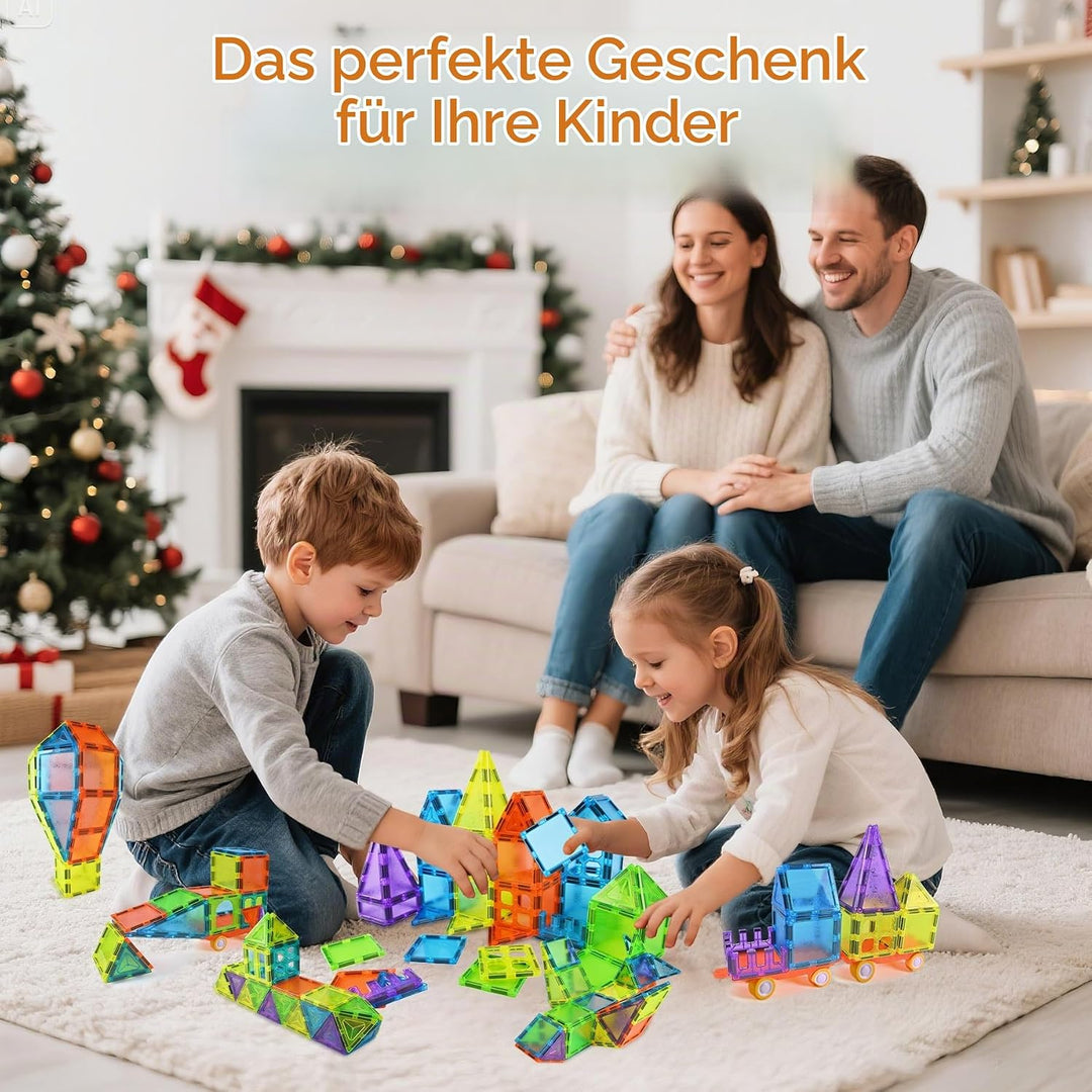 Magnetische Bausteine 92PCS Magnetspielzeug STEM Magnetbausteine ab 3 Jahre, Magnet Spielzeug Kinder