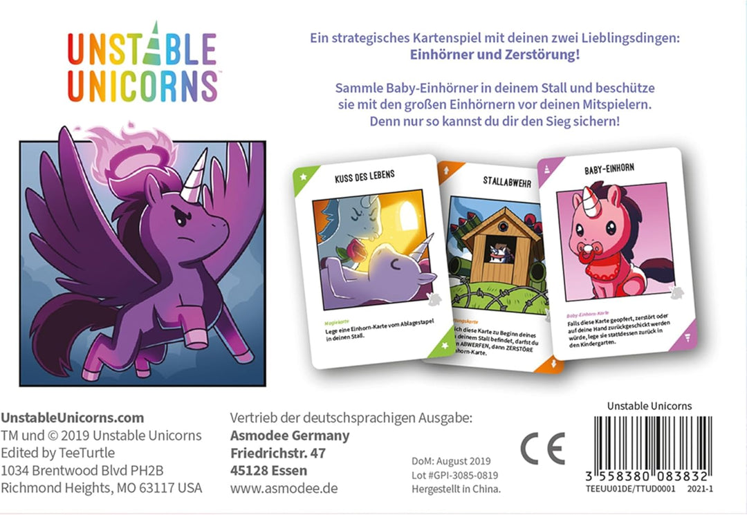 Unstable Games, Unstable Unicorns, Grundspiel, Partyspiel, Kartenspiel, 2-8 Spieler, Ab 8+ Jahren, 4