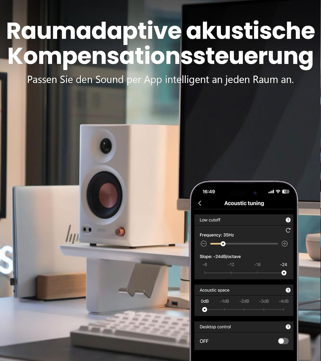 Edifier MR3 Kompakter Studio-Lautsprecher 2.0, Hi-Res Audio, Bluetooth V5.4, physikalische Steuerung