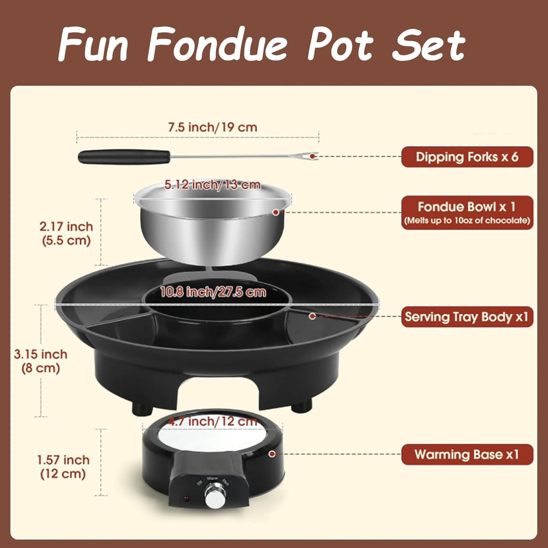 Elektrisches Schokoladen Fondue 25 W 280ML, Schokoladenbrunnen mit 2 Temperaturstufen zum Schmelzen