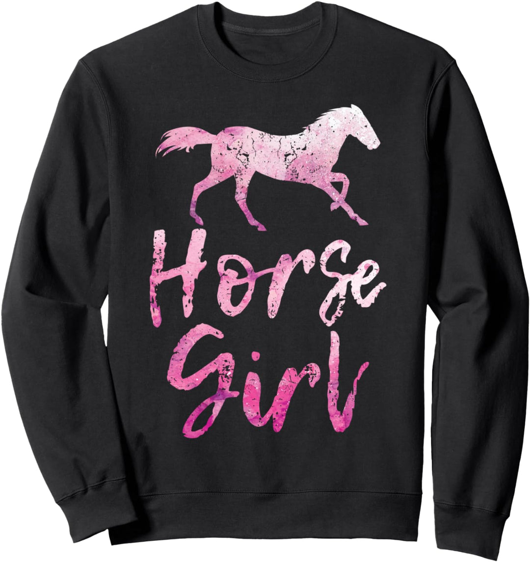 Pferdemädchen Distressed rosa-violettes Design Sweatshirt