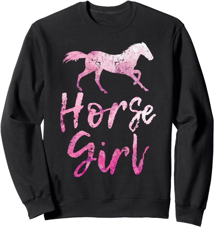 Pferdemädchen Distressed rosa-violettes Design Sweatshirt