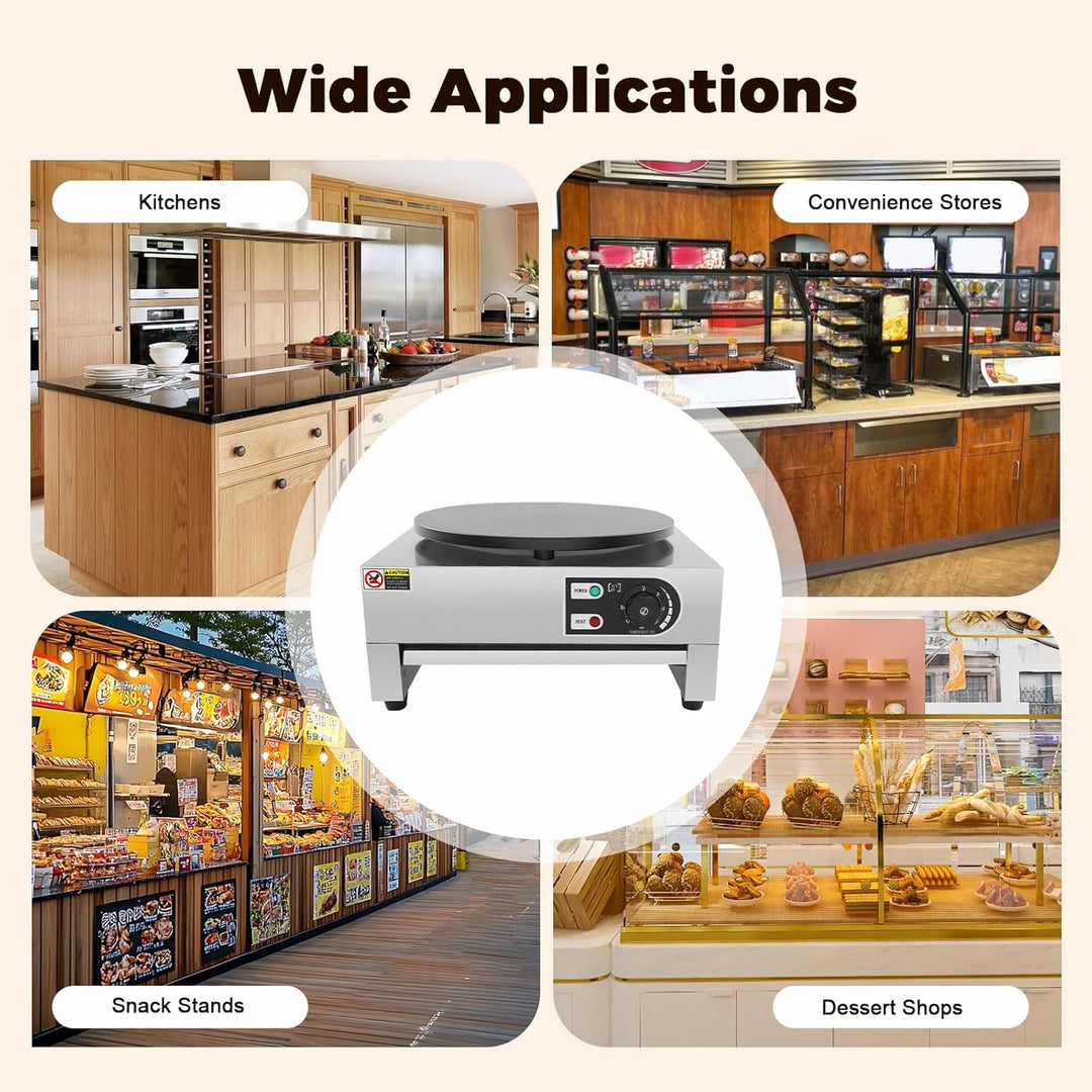 Elektrischer Crepe Maker,40CM mit Ausziehbarem Tablett Crepesmaker Eingebauter Thermostat 50-300°C S