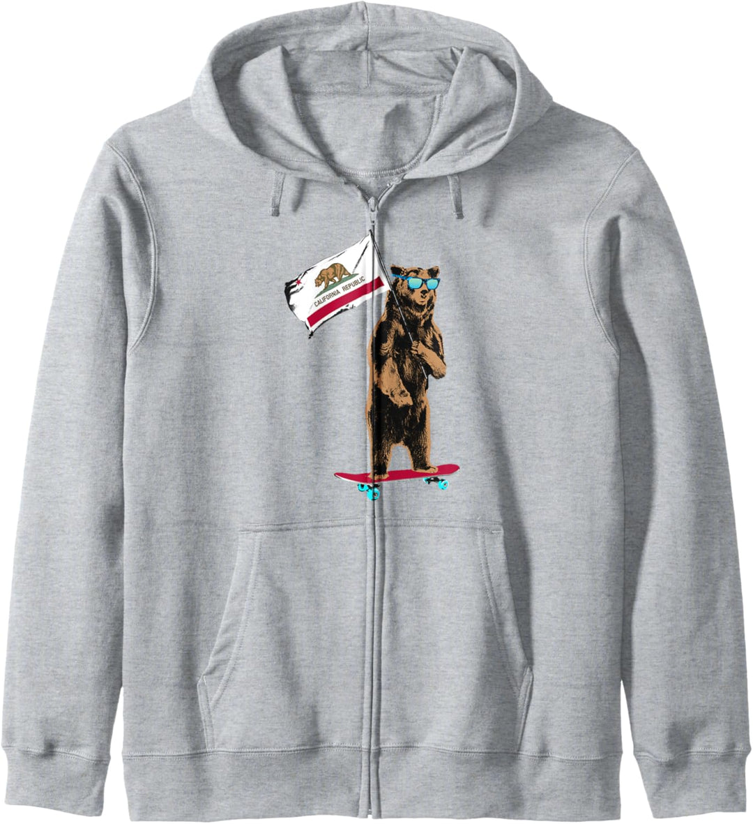 California Flag Skateboard Riding Bear Kapuzenjacke