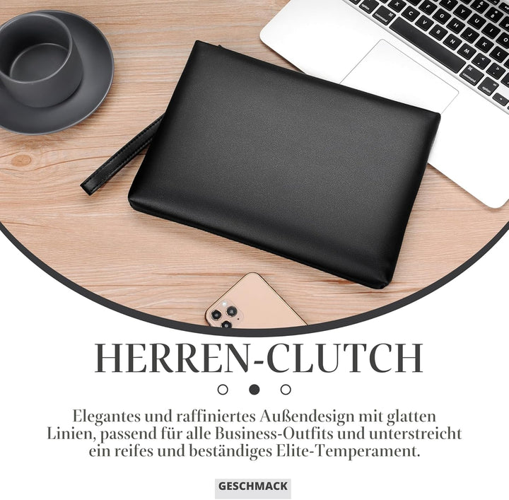 FSD.WG Herren Clutch Bag Handtasche Leder Reissverschluss Grosse Geldbörse Clutch Geldbörse mit Geld