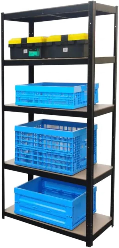 Herzberg HG-8027BLK: Aufbewahrungsregal, beschichtet, gross, Schwarz