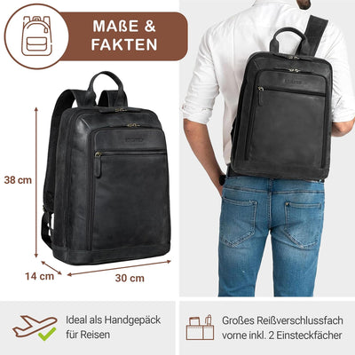 STILORD 'Watson' Laptop Rucksack 15.6 Zoll Leder Backpack Business Lederrucksack Herren Rucksack XL