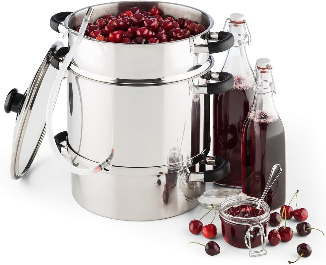 Klarstein Applebee - Elektrischer Dampfentsafter, Edelstahl Fruchtentsafter, 1500 W starkes Heizelem