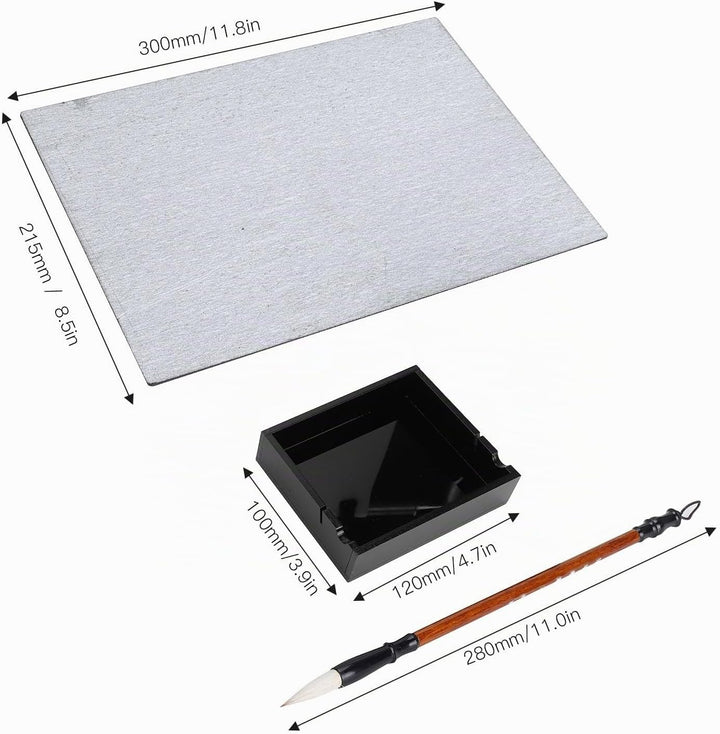 Buddha Board Wasser-Schreibset – 300 X 215 Mm Grosser Zeichenblock mit Pinsel und Wasserbehälter Zum