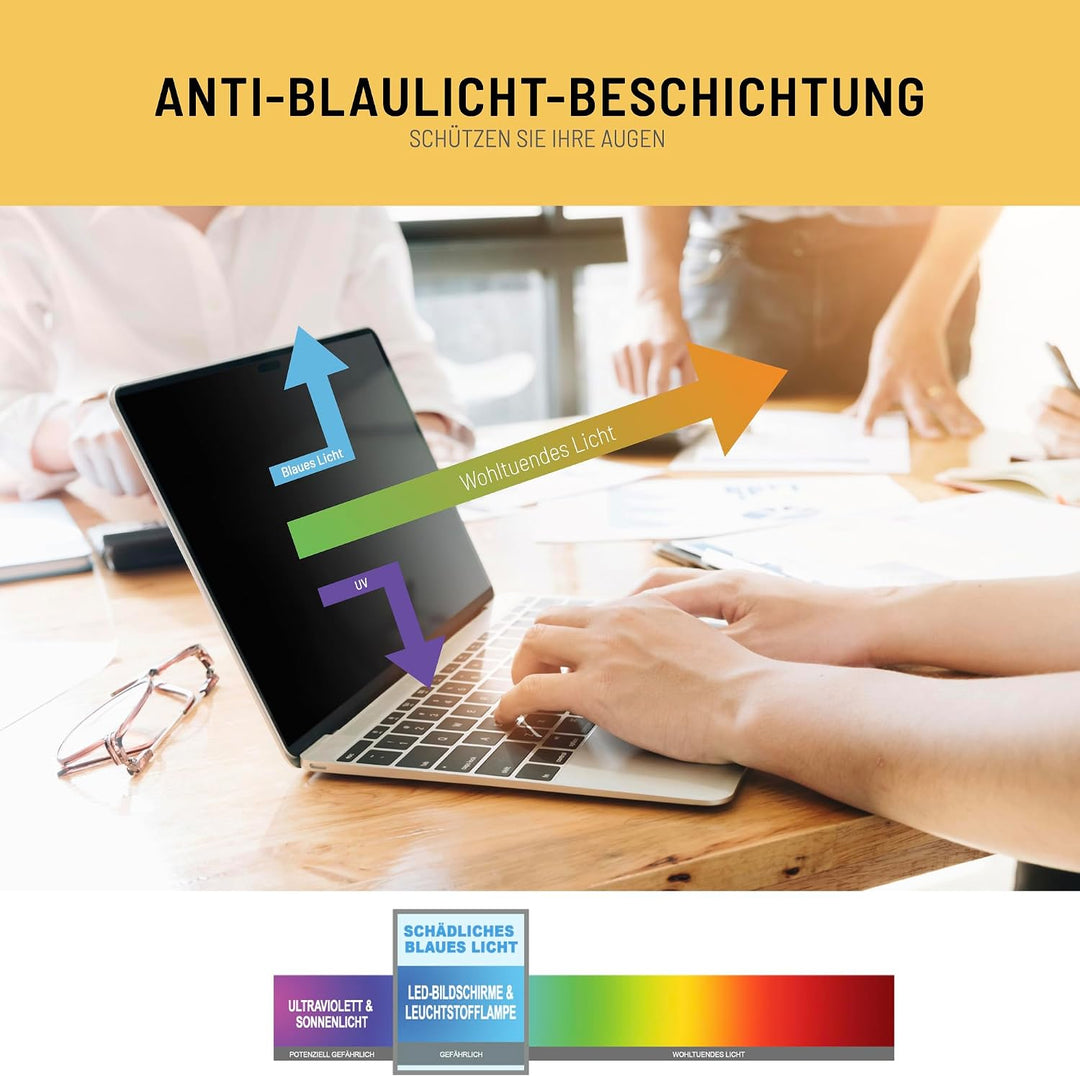 VistaProtect – Premium Blickschutzfilter &amp; Anti-Blaulichtfilter, Privacy Filter Anti Blue Light Blic