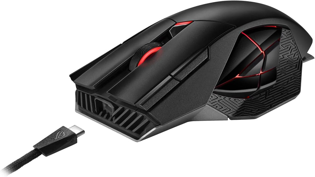 ASUS ROG Spatha X Gaming Maus (kabellos, kabelgebunden, magnetische Ladestation, 12 programmierbare