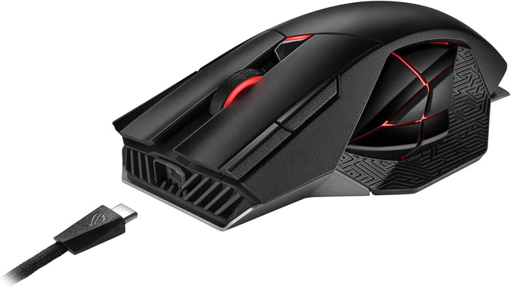 ASUS ROG Spatha X Gaming Maus (kabellos, kabelgebunden, magnetische Ladestation, 12 programmierbare
