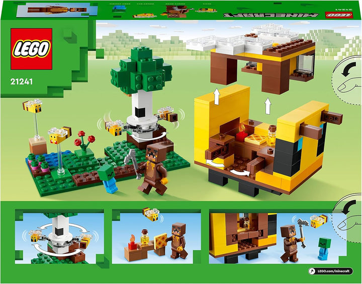 LEGO 21241 Minecraft Das Bienenhäuschen, Farm-Spielzeug mit baubarem Haus, Baby-Zombie und Tier-Figu