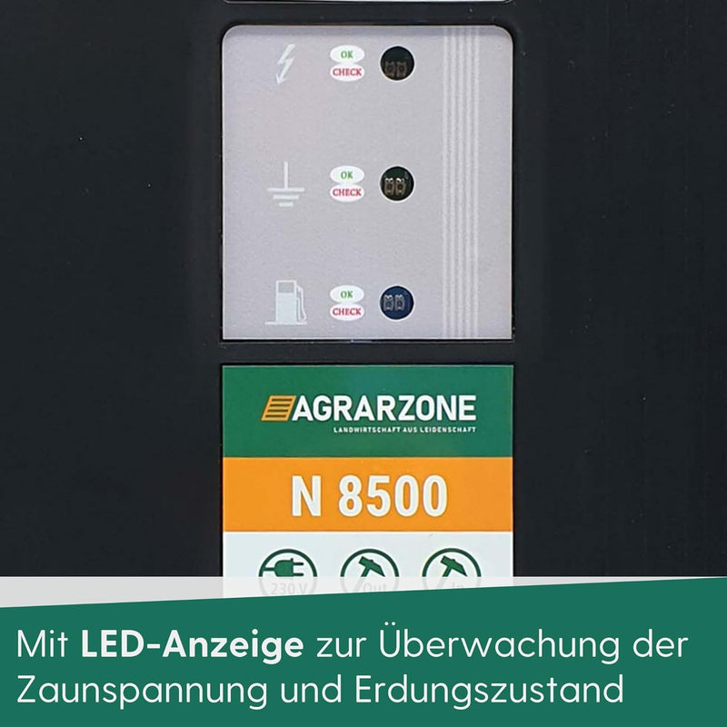 Agrarzone N8500 Weidezaungerät 230V, 12 Joule | Elektrozaungerät mit Strom für Weidezaun | 2 Leistun