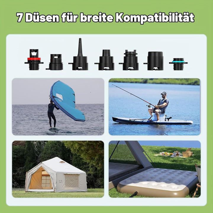 20PSI Elektrische SUP Pumpe mit Akku, wiederaufladbar | Hochdruck, zweistufige Auf-/Abluft, automati