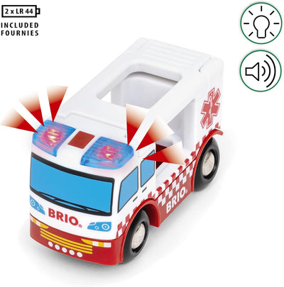 BRIO World – 36035 Rettungswagen | Zugset-Zubehör für Kinder ab 3 Jahren