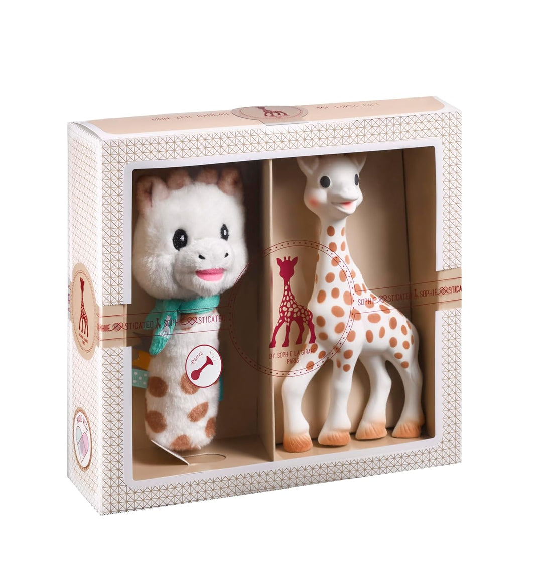 Sophie die Giraffe Geschenkset zur Geburt Sophiesticated Rassel Pouet 00012 The Sweety Geschenkset E