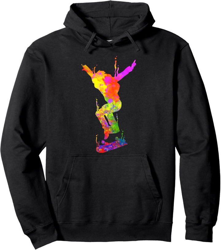 Skateboarder Skateboard Paint Splash Skater Kinder Pullover Hoodie