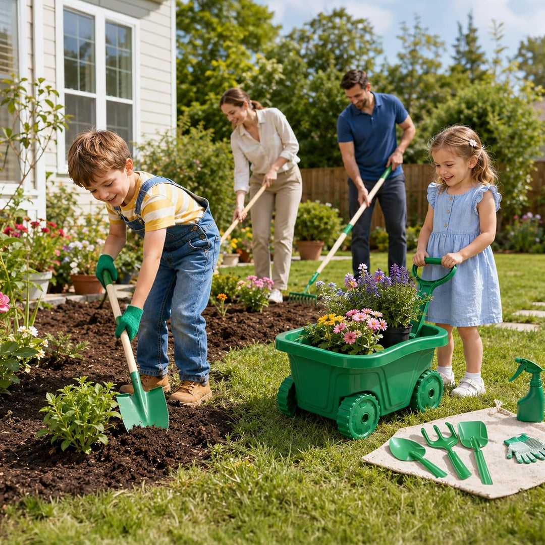 Kinder Schubkarre Gartengeräte ab 3 Jahre: 11 Gartenwerkzeug Set
