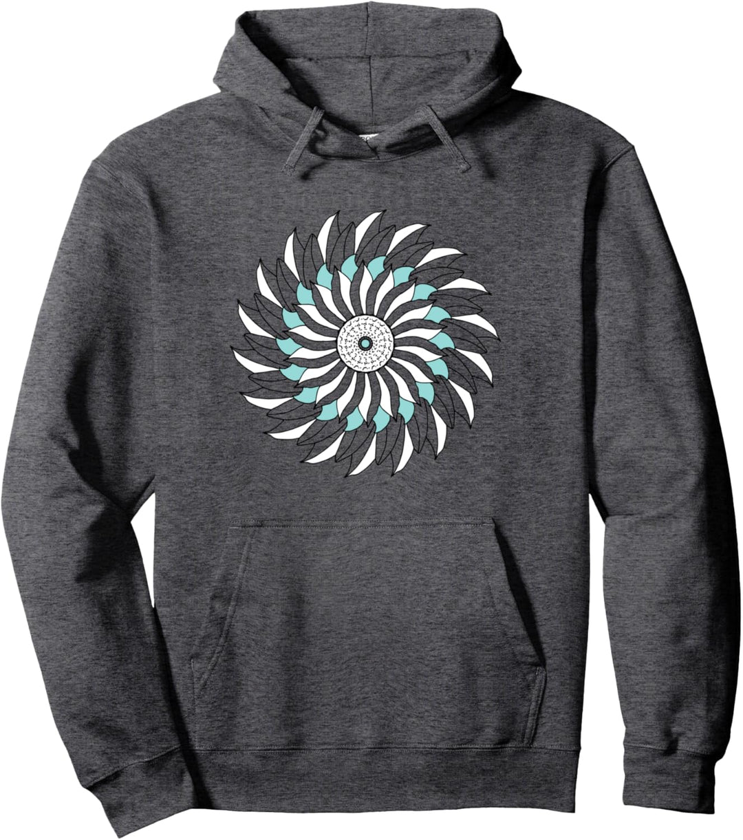 Vintage Minimalist Flower Mandala Illustration Zen Graphic Pullover Hoodie