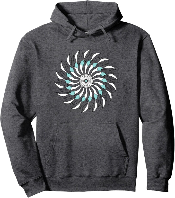 Vintage Minimalist Flower Mandala Illustration Zen Graphic Pullover Hoodie