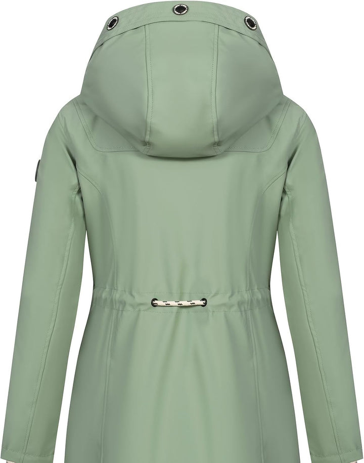 NEW VIEW Damen Regenjacke wasserabweisender Parka Annika Long mit Kapuze XL Grün (Iceberg Green), XL