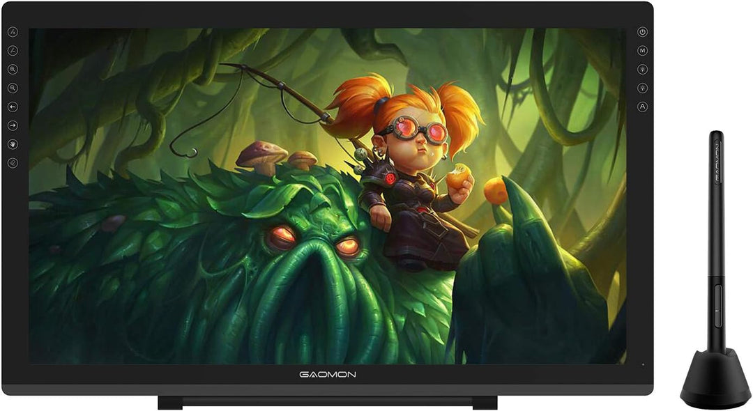 GAOMON PD2200 Grafiktablett mit Display 22 Zoll 92% NTSC Full HD Monitor und mit Standfuss, batterie