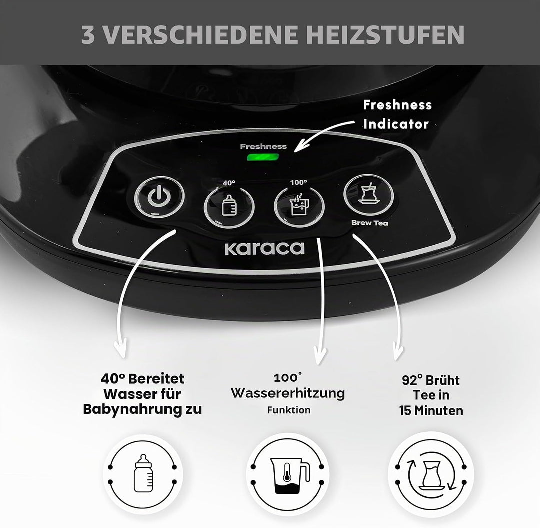 Karaca Caysever Maschine, Stahl, Chrome 1700 W, BPA-frei, 0,8 Lt Fassungsvermögen Glas-Teekanne, 1,5