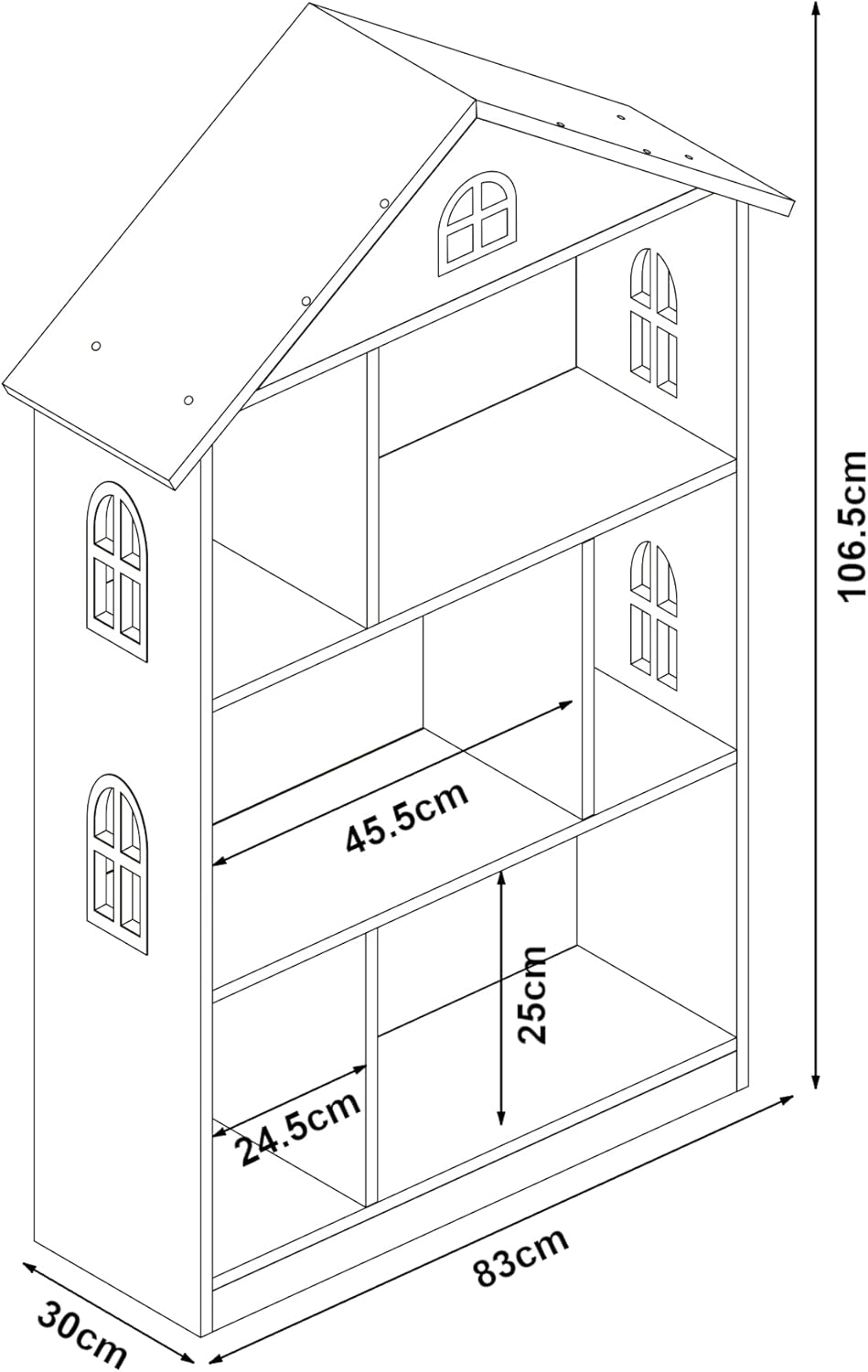 [en.casa] Kinderregal Vipsali Aufbewahrungsregal mit 6 Fächern Spielzeugregal 107 x 83 x 30 cm Kinde