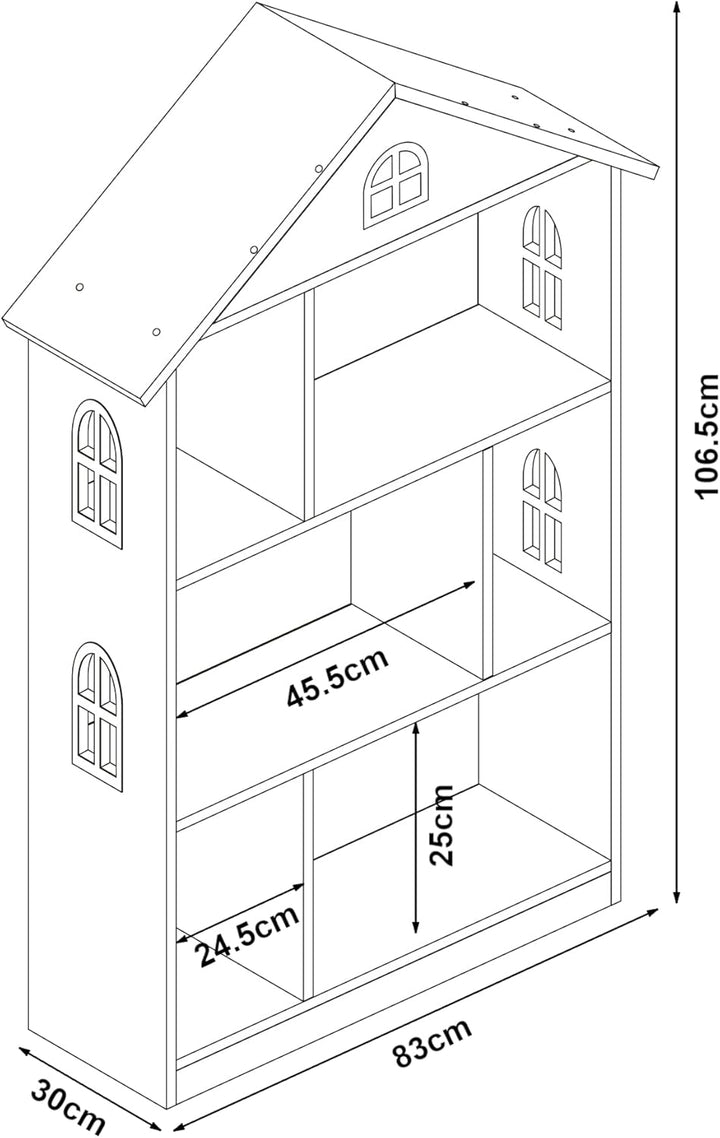 [en.casa] Kinderregal Vipsali Aufbewahrungsregal mit 6 Fächern Spielzeugregal 107 x 83 x 30 cm Kinde