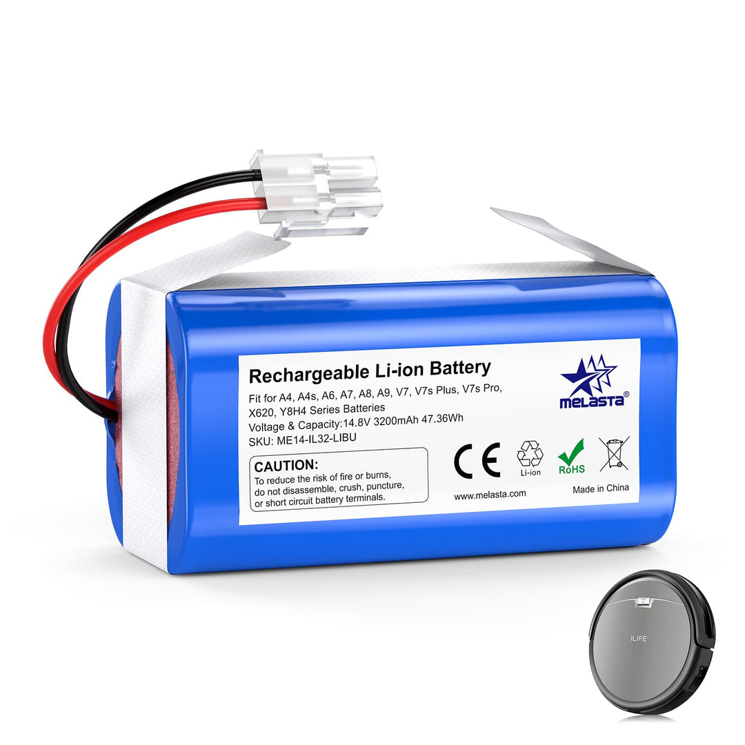 melasta 14,4V 3200 mAh Li-ion Ersatzakku Akku Batterie für iLife Staubsauger A4, A4s, A6,V7, A6, A7,