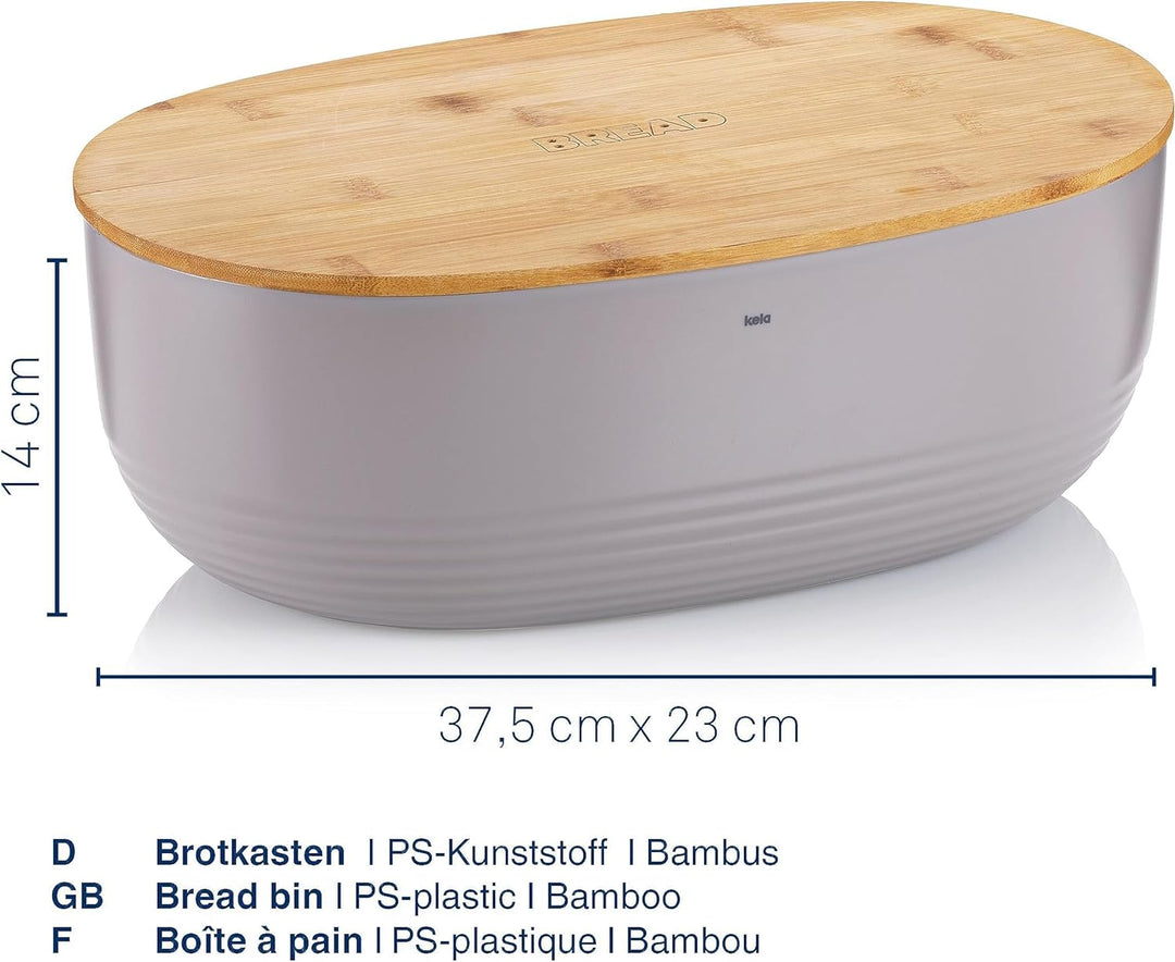 Kela weiss Brotkasten Namur PS-Kunststoff 37,5x23,0x14,0cm, 37.5 x 23 x 14 cm