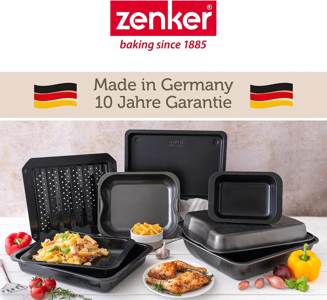 Zenker XXL Bräter Emaille (40 x 8 x 34 cm) SPECIAL COOKING, rechteckige Ofenform mit Emaille-Versieg