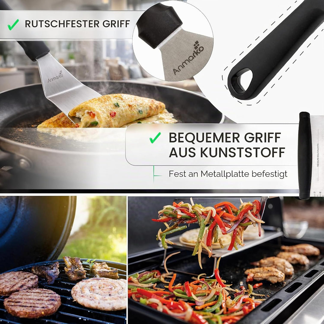 Exklusives Grillwender Set aus hochwertigem Edelstahl - BBQ Grillset in erstklassiger Qualität für