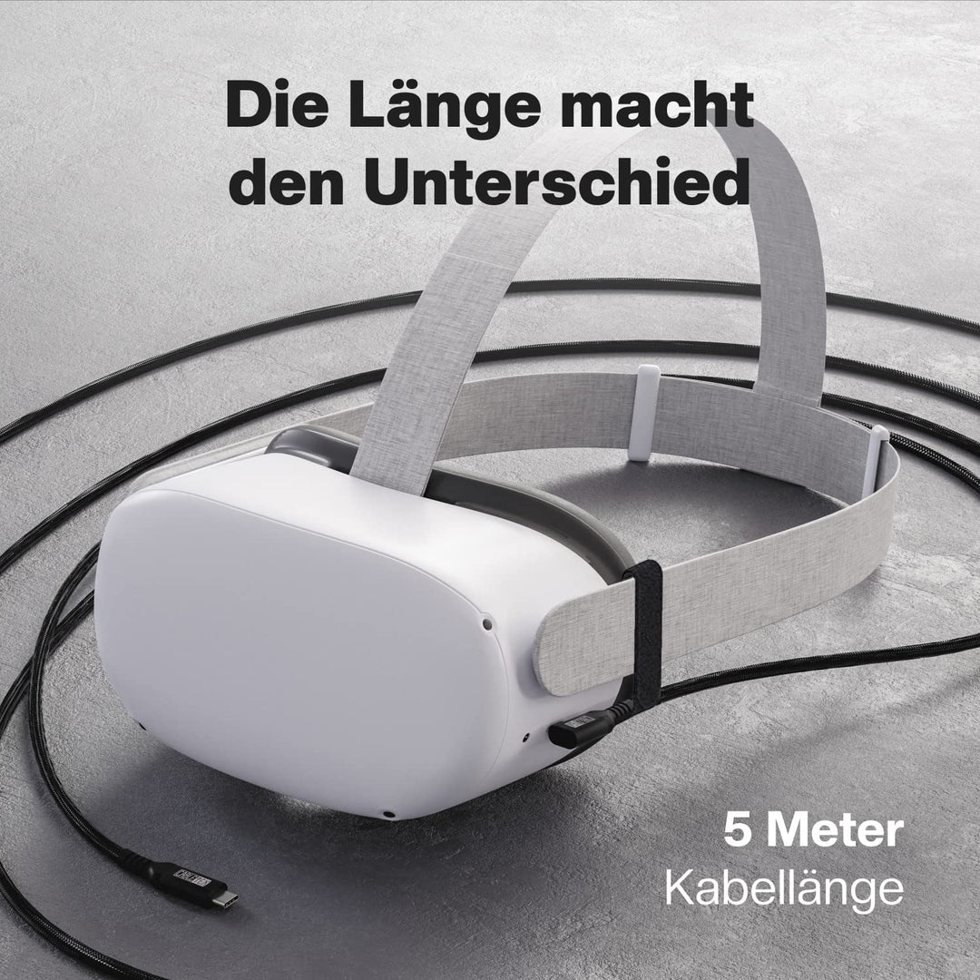 CABLETEX 5m Link Kabel kompatibel mit Meta Quest 3, Oculus Quest 2, PICO 4, PSVR2, USB 3.2, USB C -