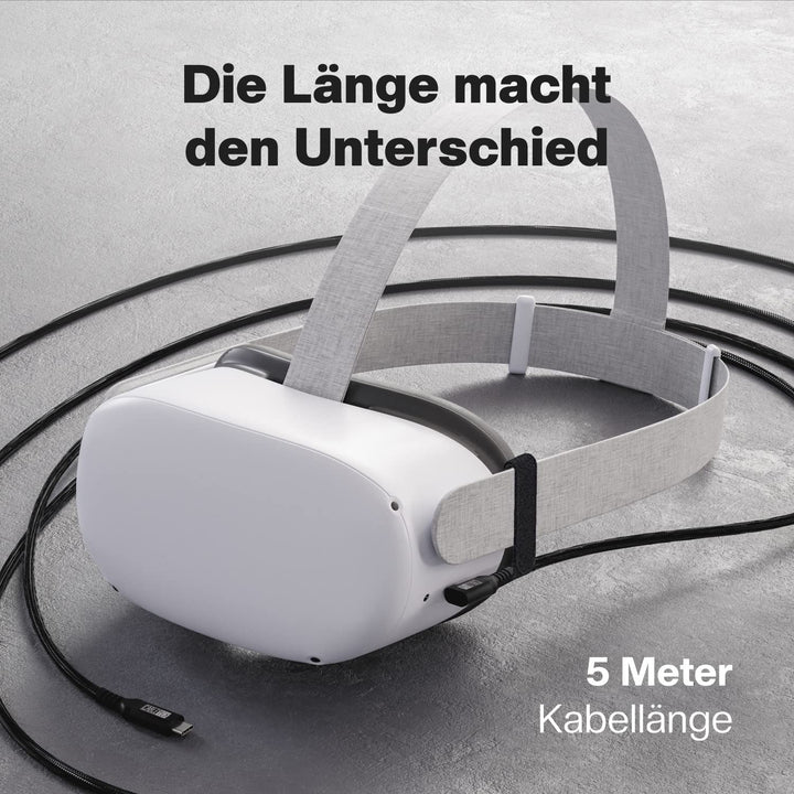 CABLETEX 5m Link Kabel kompatibel mit Meta Quest 3, Oculus Quest 2, PICO 4, PSVR2, USB 3.2, USB C -