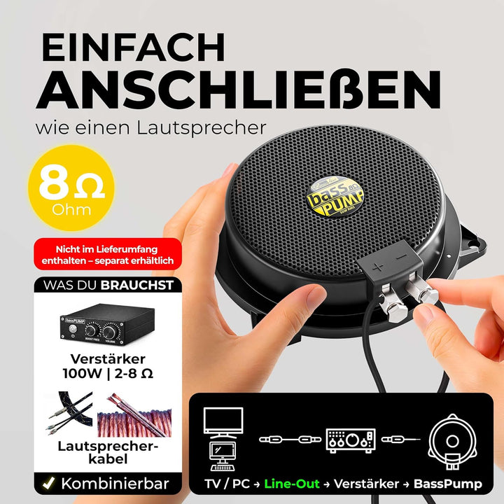 Sinuslive bassPUMP 8 Ohm Bass-Shaker Körperschallwandler, 50 W RMS Bodyshaker für Heimkino, Gaming-S