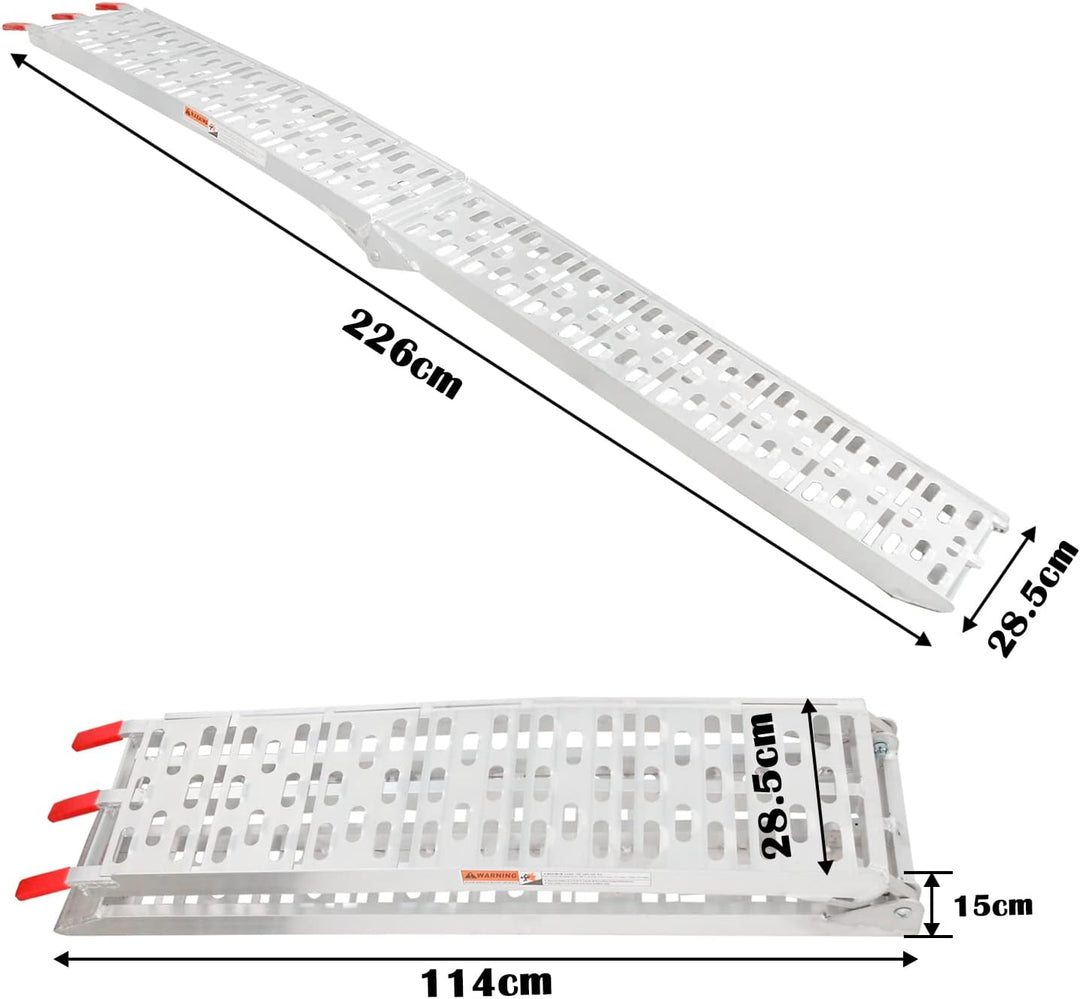 Herrselsam Auffahrrampe Faltbare ALU Rampen klappbar 226×28cm Laderampen 340 kg Traglast rutschfest