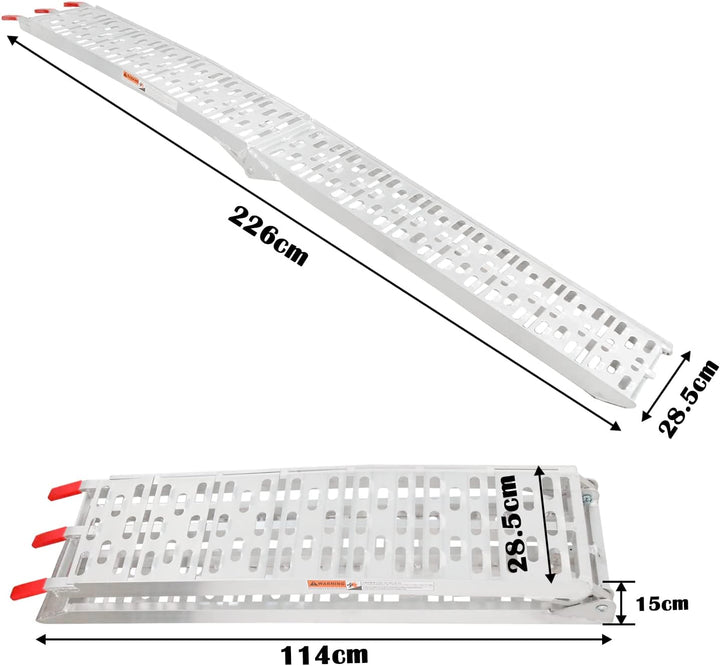 Herrselsam Auffahrrampe Faltbare ALU Rampen klappbar 226×28cm Laderampen 340 kg Traglast rutschfest
