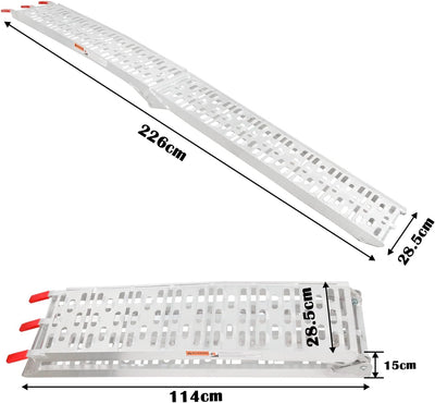 Ikodm 1X Auffahrrampe Faltbare Motorradrampe Alu Verladerampe Antirutsch Verladeschiene Klappbar Tra