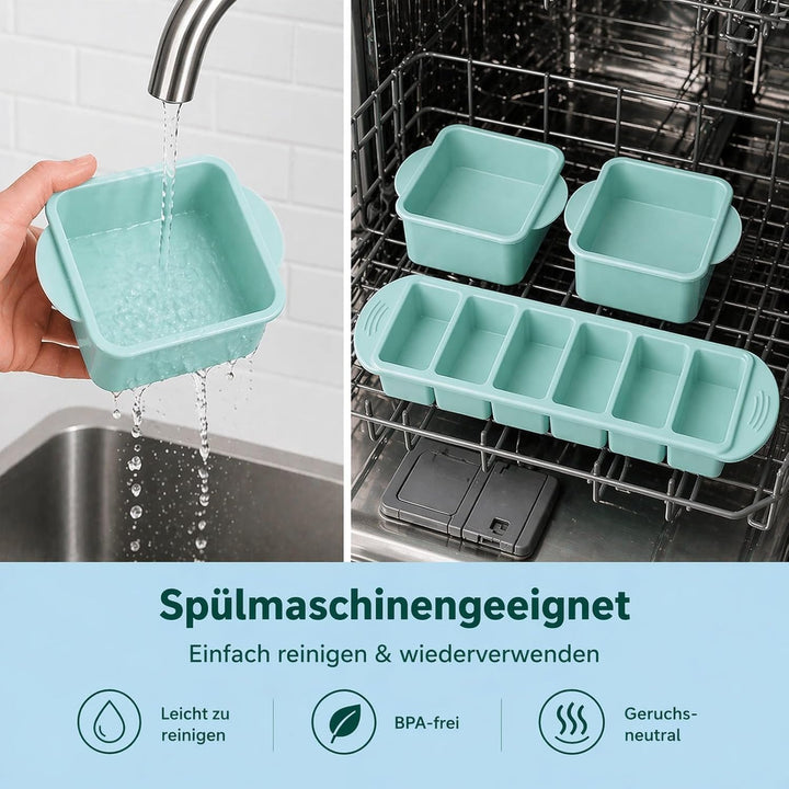 Silikon Gefrierform 3er Set mit Deckel – für Meal Prep, Suppe &amp; Sosse | 6 × 125 ml + 2 × 500 ml für
