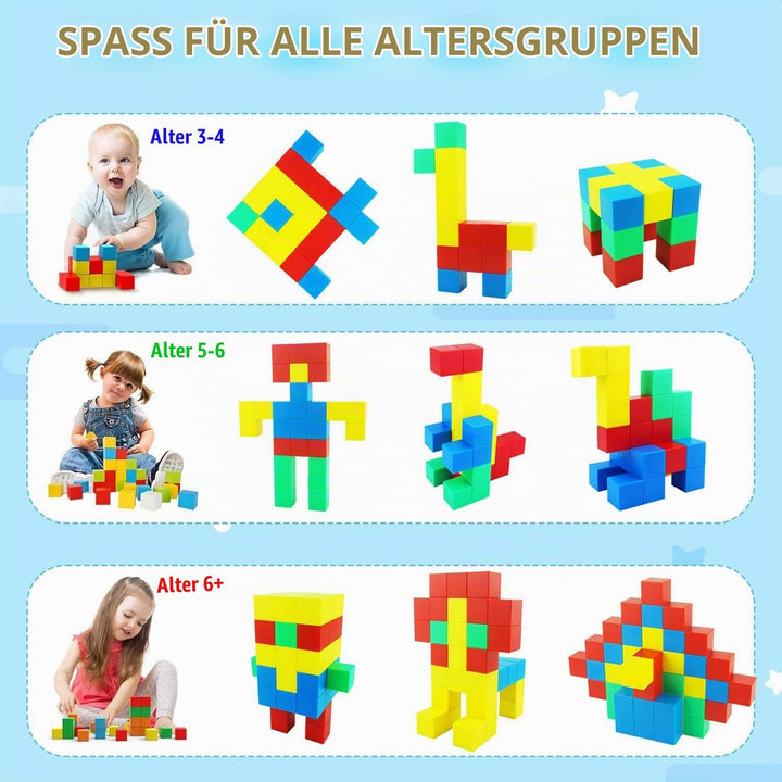 Magnetische Bausteine, 1,30 Zoll Grosse Magnetische Stapelwürfel für Kinder,sensorische Montessori S
