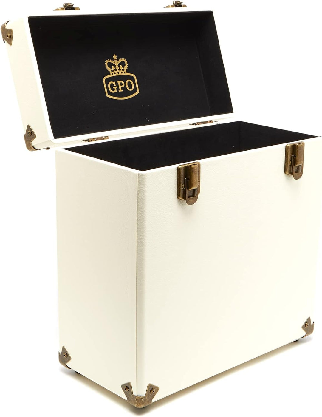 GPO CASE12 Tragbares Aufbewahrungsbox für 12" Schallplatten (für bis zu 30 Vinyl-Schallplatten), Cre