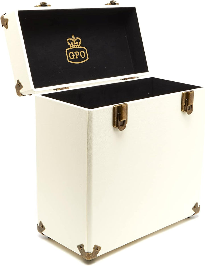 GPO CASE12 Tragbares Aufbewahrungsbox für 12" Schallplatten (für bis zu 30 Vinyl-Schallplatten), Cre