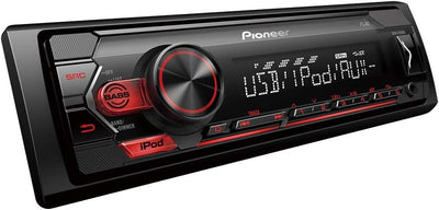 Pioneer MVH-S120UI,1DIN Autoradio mit RDS, rot, halbe Einbautiefe, USB für MP3, WMA, WAV, FLAC, AUX-