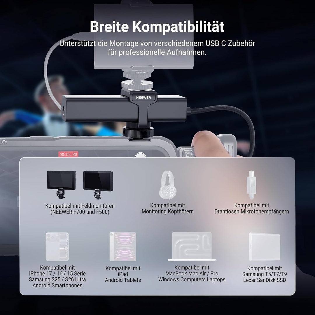 NEEWER USB C Hub Dock mit Cold Shoe Mount, 4 in 1 USB 3.1 Gen2 Extender Multiport Adapter Dongle, 10