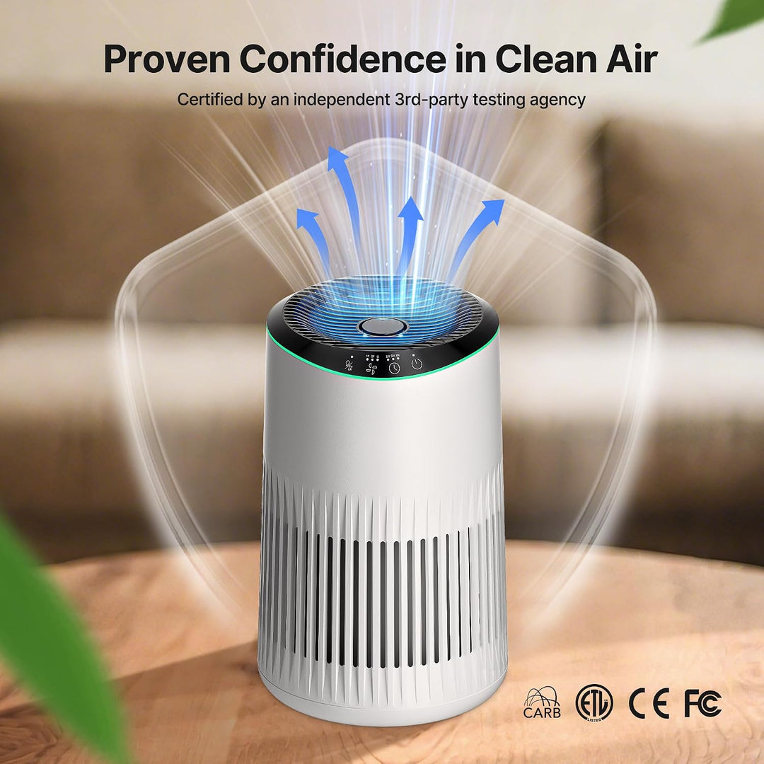 MERONTE Luftreiniger für Schlafzimmer, Allergischer Luftreiniger, Weiss | Air Purifier für Zuhause,