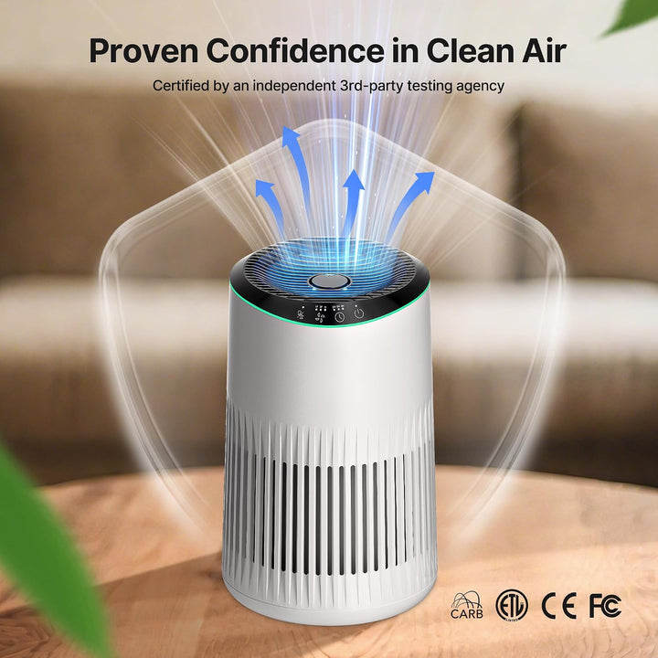 MERONTE Luftreiniger für Schlafzimmer, Allergischer Luftreiniger, Weiss | Air Purifier für Zuhause,